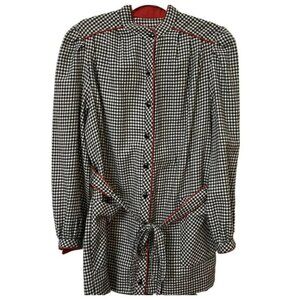 Vintage Handmade Check Plaid Wool Blend Button Down Shacket Top